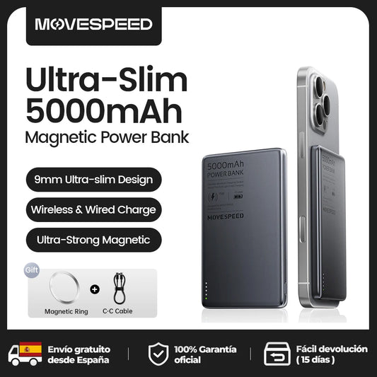 MOVESPEED S05 Slim 5000mAh Magnetic Power Bank – Wireless Fast-Charge