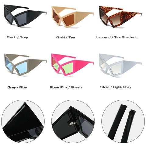 JNPCXI Übergroße Cat-Eye-Sonnenbrille – Roter Farbverlauf UV400 Unisex-Retro-Sonnenbrille mit weitem Bein