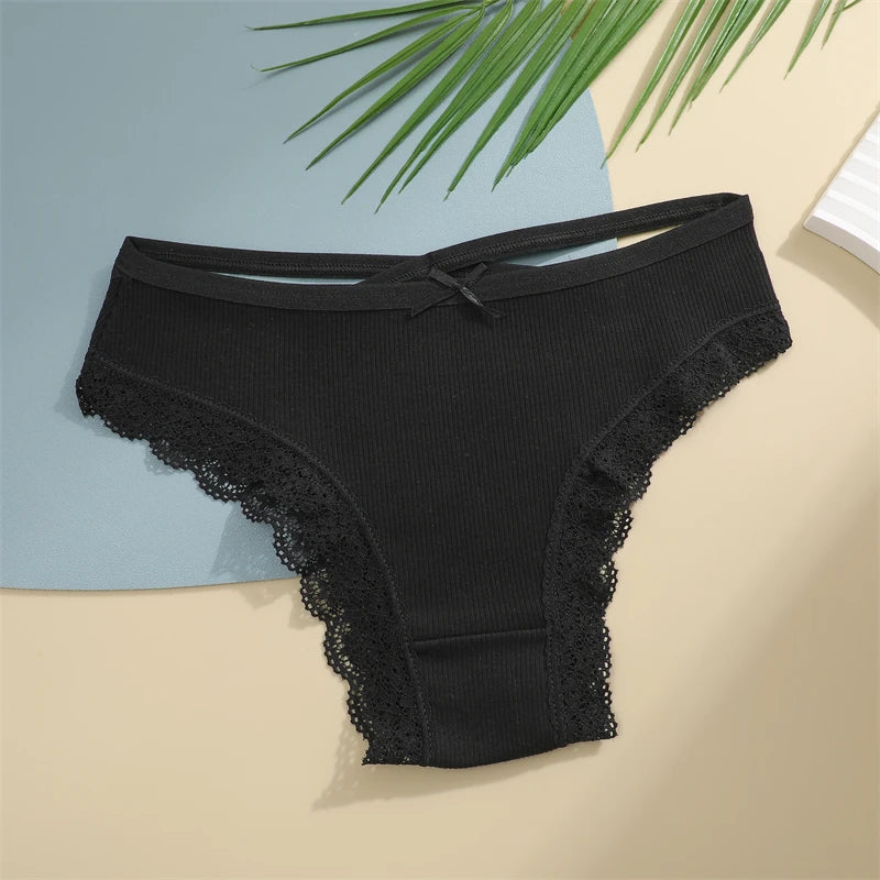 2PCS Cotton Lace Brazilian Briefs for Women