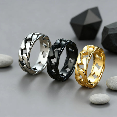 7MM Stainless Steel Ring for Men and Boys - Stylish Biker Chain Band