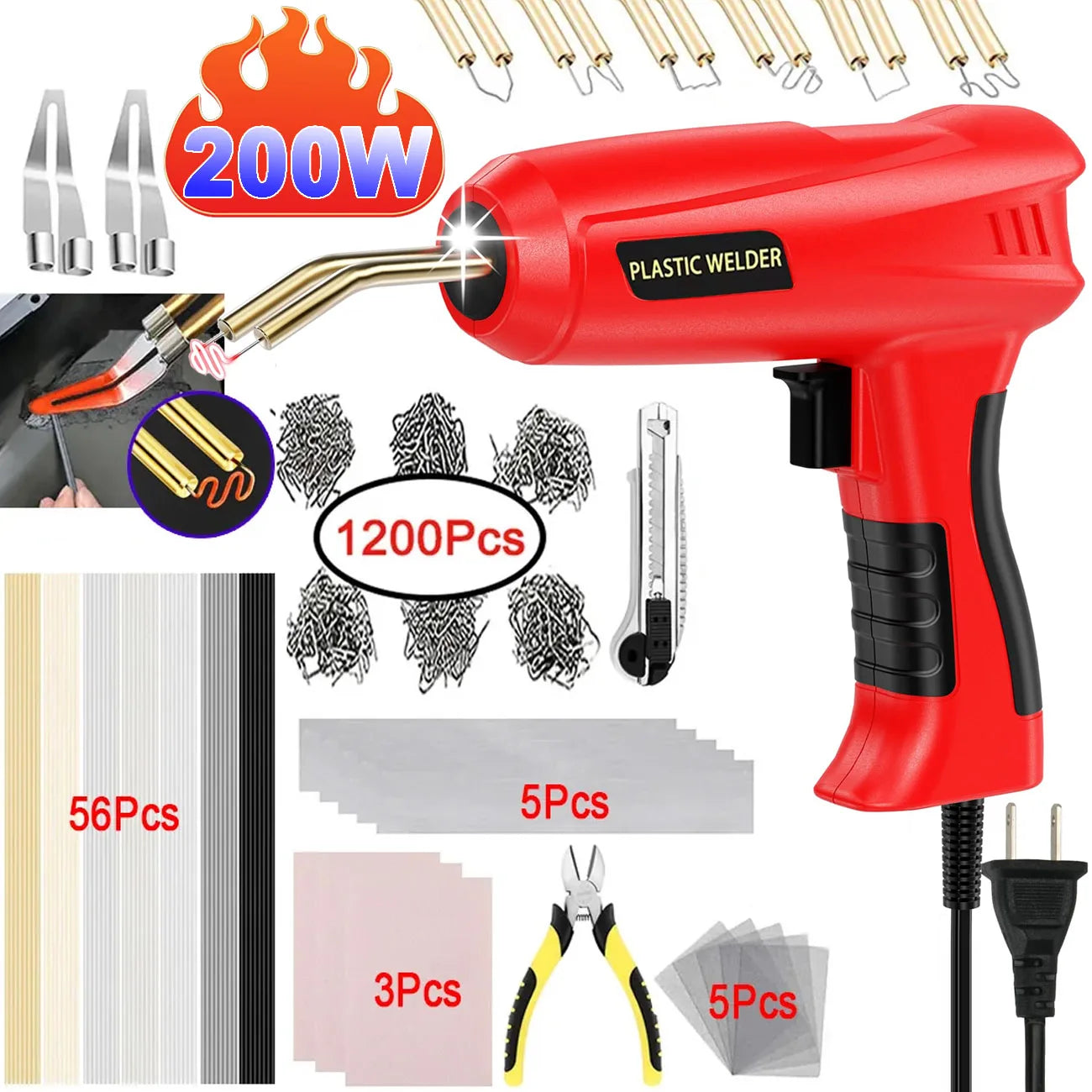 Plastic Welder Machine Repair Kit - 2 in 1 Hot Stapler for Car Bumpers and More