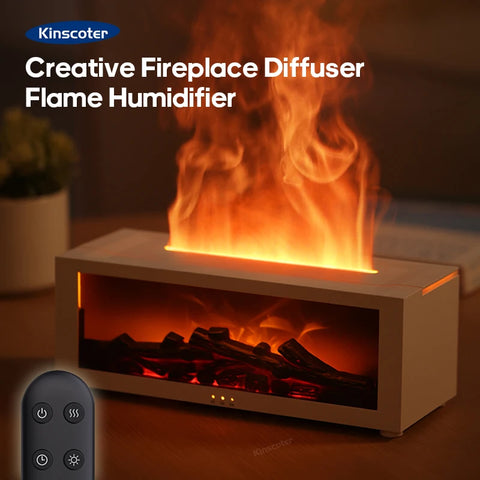 Creative Fireplace Air Humidifier Aroma Essential Oil Diffuser with LED Light & Remote Control