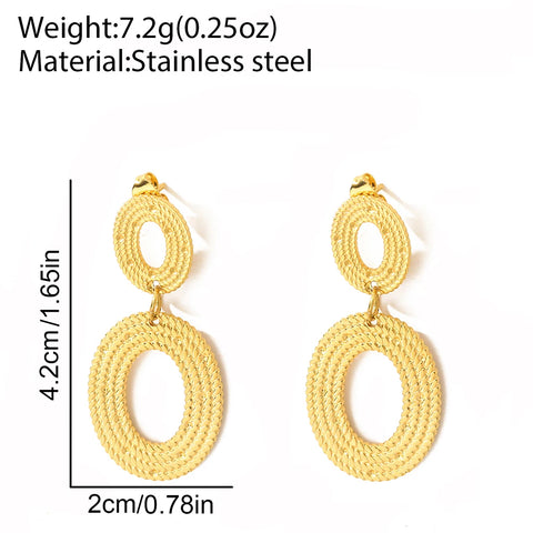 Minimalist Oval Dangle Stainless Steel Earrings for Women - Personalized Fashion Jewelry