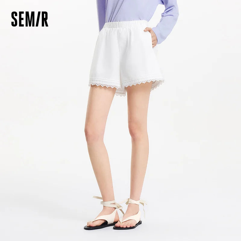 Semir Women's Casual Lace Trim Shorts