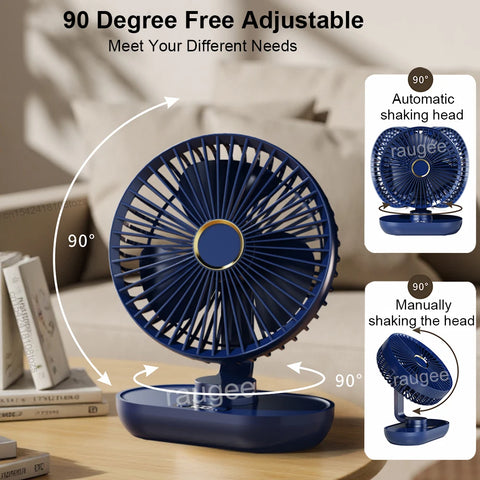 Portable Desk Fan - Mini USB Electric Fan with 5 Speeds and Rechargeable Battery