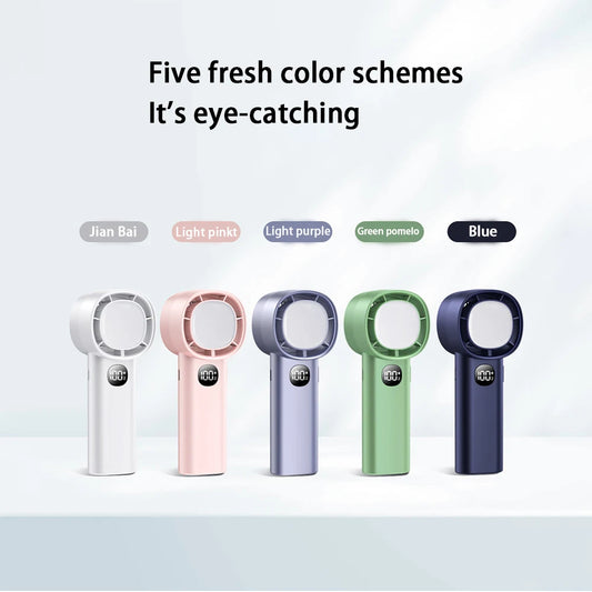 Portable Mini Electric Hand Fan - USB Rechargeable with LED Display