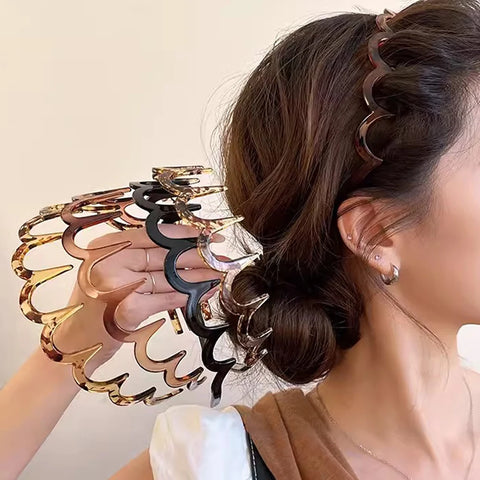 Korean Women Hair Comb Non-Slip Headband - U Shape Hair Hoops with Fixed Teeth