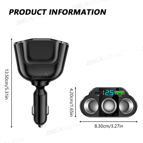 SEAMETAL 5-Port Car Charger - 336W Cigarette Lighter Adapter