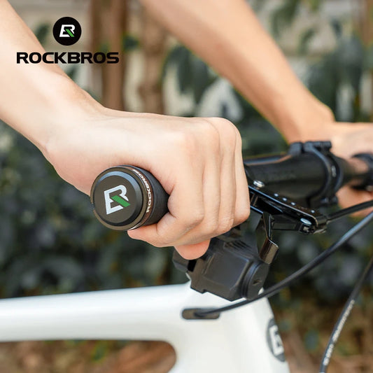 ROCKBROS Bicycle HandleBar Grips - Soft Rubber MTB Mountain Bike Grips with Dustproof Cover and Aluminum Alloy Lock Ring