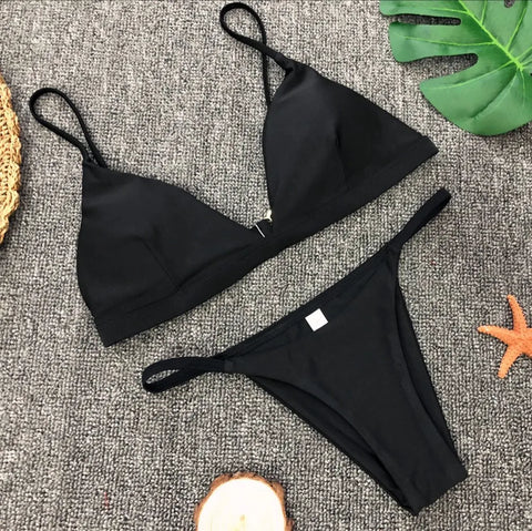 9 kleuren effen bikiniset - Sexy push-up badkleding voor dames