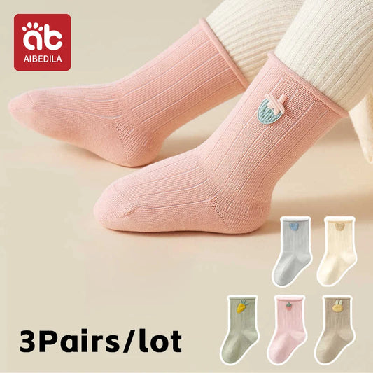 AIBEDILA 3 Pairs Unisex Cotton Baby Socks