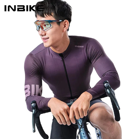 INBIKE Men's Cycling Long Sleeve Breathable MTB Jersey – Comfortable Road Bike Top with Pocket