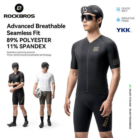 ROCKBROS Short Sleeve Windproof Cycling Jersey - Breathable Reflective Bike Sports Shirt with YKK Zipper