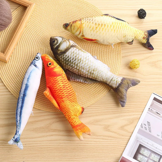 Simulation Fish Cat Chew Plush Toys