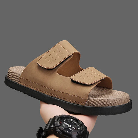Men's Casual Leather Slippers - Quick Dry Summer Sandals