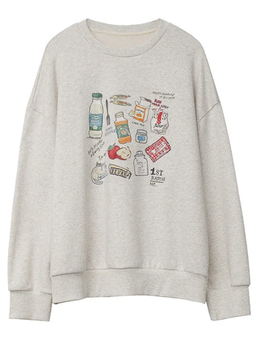Chic Ven Dames Cartoon Gedrukt Sweatshirt 