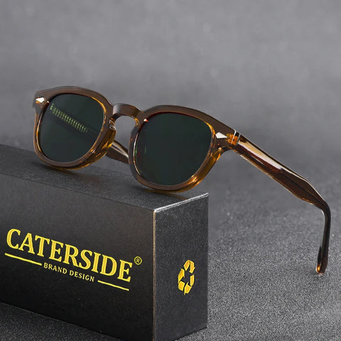 CATERSIDE Retro ronde punk zonnebril – Pin-Temple luxe UV400 unisex sport- en feestzonnebril