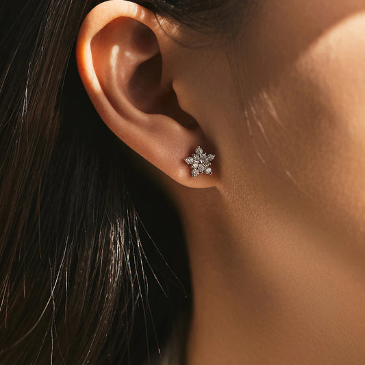 MODIAN D Color Moissanite Snowflake Earrings in 925 Sterling Silver