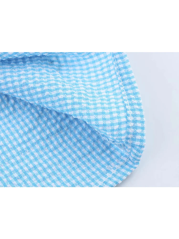 TFMLN 2025 Summer Women's Sweet Plaid Dress