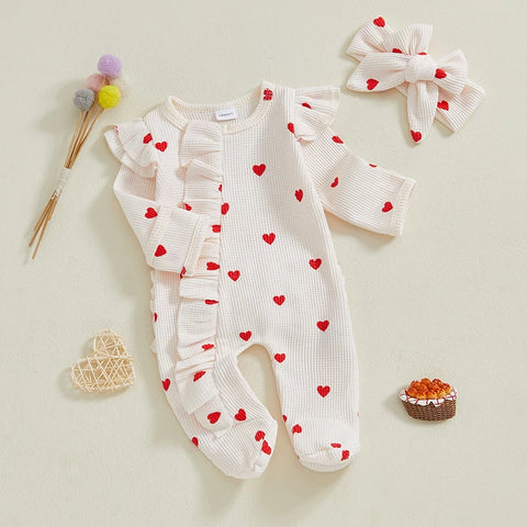 Tregren Newborn Baby Girl Valentine's Day Jumpsuit