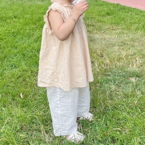 Cotton and Linen Cropped Trousers for Kids