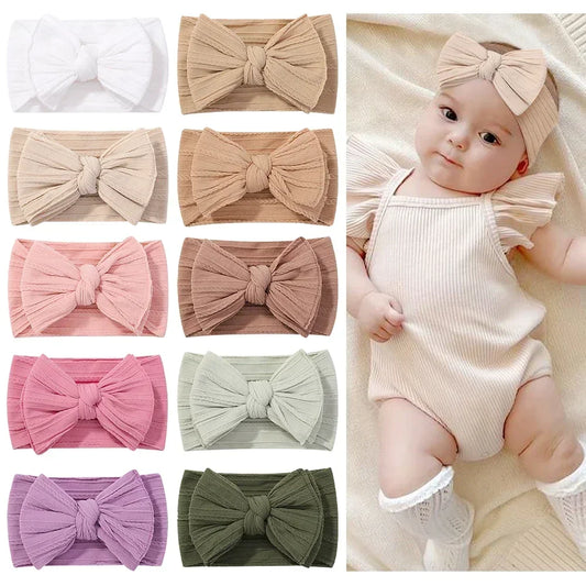 1pcs Newborn Baby Headband for Girls - Soft Nylon Turban Bows Hair Accessories