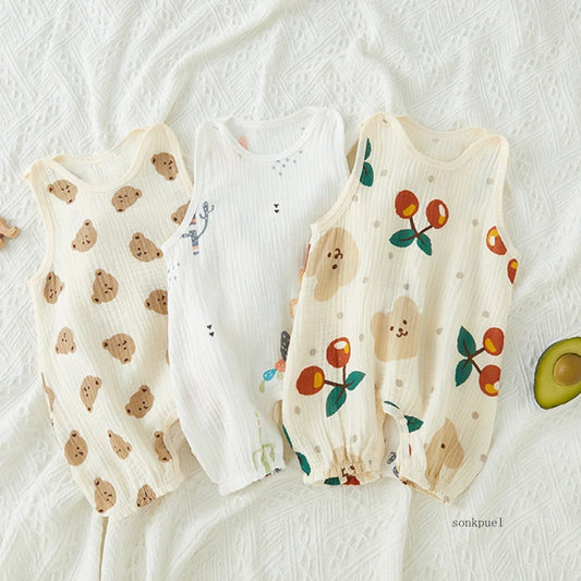 Summer Baby Girls Romper Cartoon Bear Jumpsuit