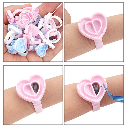 AILEISHI 100Pcs Disposable Eyelash Glue Fan Cup Rings
