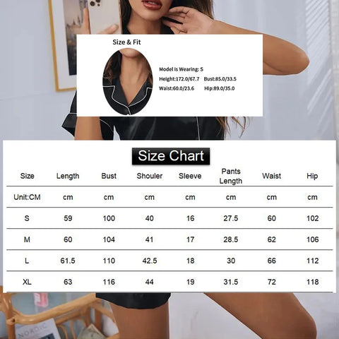 Dames zijden satijnen pyjamaset
