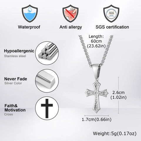 Hip Hop Cross Necklace for Men and Women - Stainless Steel Chic Pendant for Christian Style