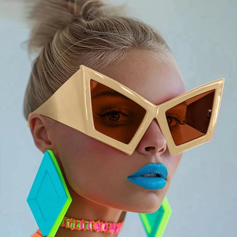 JNPCXI Übergroße Cat-Eye-Sonnenbrille – Roter Farbverlauf UV400 Unisex-Retro-Sonnenbrille mit weitem Bein