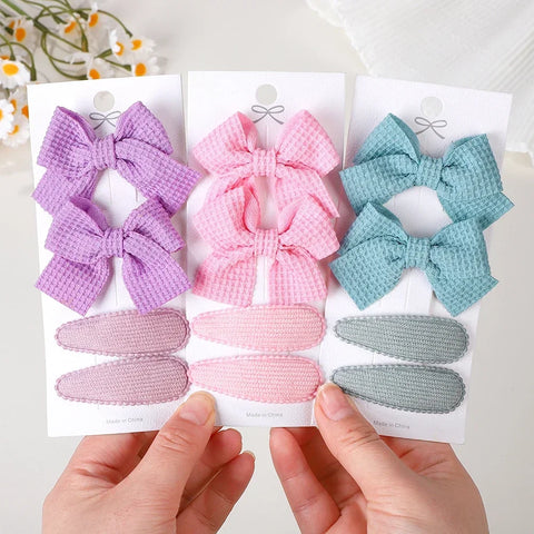 Set van 4 schattige BB-clips en strikken voor babymeisjes - handgemaakte haaraccessoires 