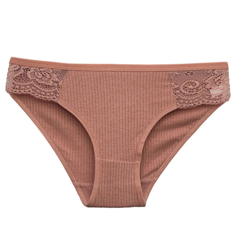 M-XL Women's Sexy Lace Panty Briefs 5 PCS Set - Cotton Underwear