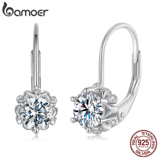 BAMOER Moissanite Flower Earrings