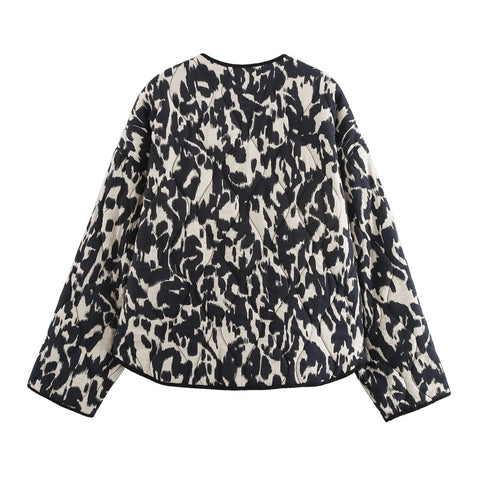 MUJER Zebra Print Oversize Jas - Stijlvolle Gewatteerde Jas voor Dames