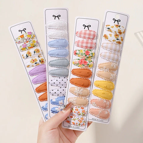 10/20Pcs Cotton Print Hair Clip Hairpin for Girls - Fabric Plaid Mini BB Hair Grips - Cute Baby Hair Accessories - Perfect New Year Gift