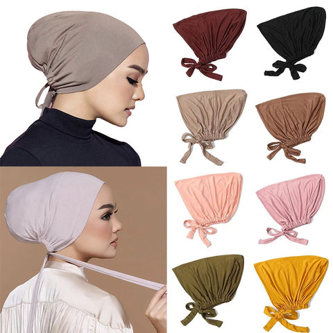 Soft Modal Muslim Turban Hat - Elegant Inner Hijab Caps for Women