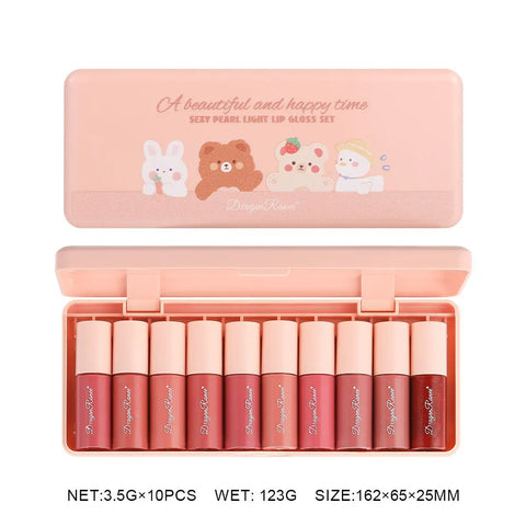 Dragon Ranee 10-Color Cartoon Lip Glaze Set