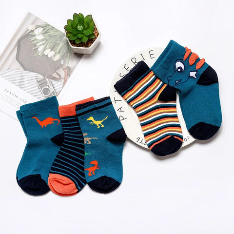 Children's Thick Terry Dinosaur Space Socks