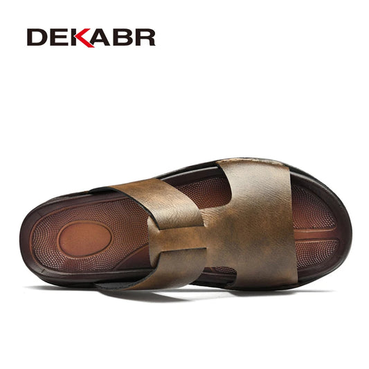 DEKABR Herren-Sommersandalen – Rindsleder, offene Zehenpartie, Slip-On 