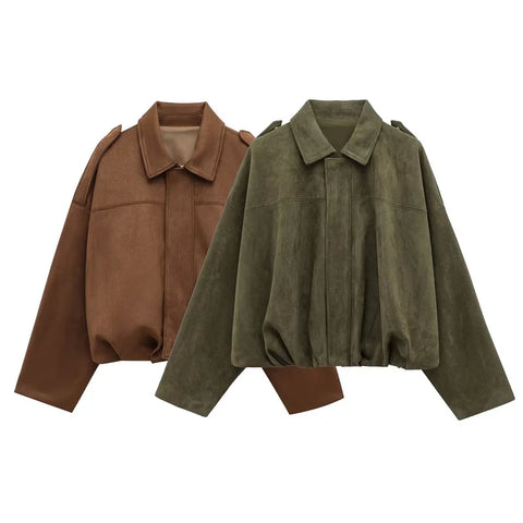MUJER 2025 Suède Bomberjacks voor Dames - Oversized Streetwear Zip Jassen
