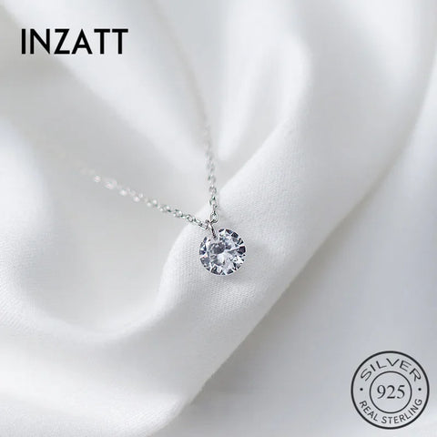 INZATT OL Cute Geometric Round Zircon Choker Pendant Necklace