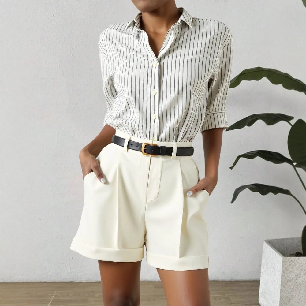 Mia Muse High Waist Work Shorts