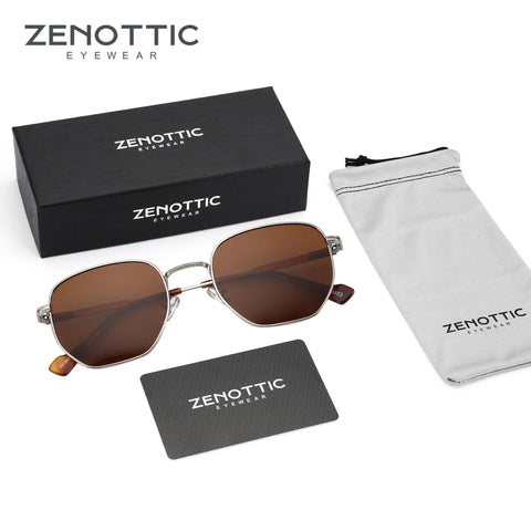 ZENOTTIC Hexagon gepolariseerde retro zonnebril - vintage metalen montuur UV400 unisex zonnebril