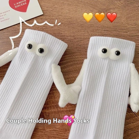 Funny Adult Socks - Magnetic Hand in Hand Solid Color Cartoon Couple Socks for Holidays