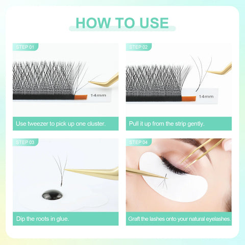 NAGARAKU 3D W Shape Natural Soft Light Hand Woven Fans Automatic Flower False Eyelashes Extensions