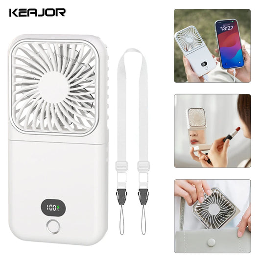 Portable Rechargeable Neck Fan - 4-in-1 Handheld Air Circulator with 2500 mAh Power Bank