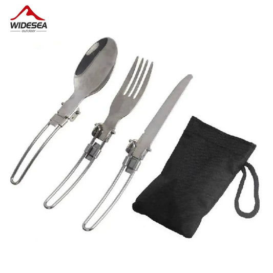 3 PCs Portable Outdoor Camping Cutlery Set - Stainless Steel Spoon, Fork, and Knife - Free Shipping