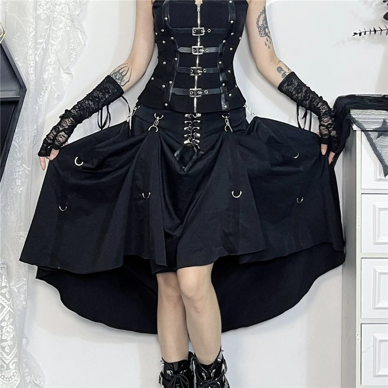 Wholesale New American Retro Irregular Skirt - Hot Girl Sexy Punk Black Clothing for Women