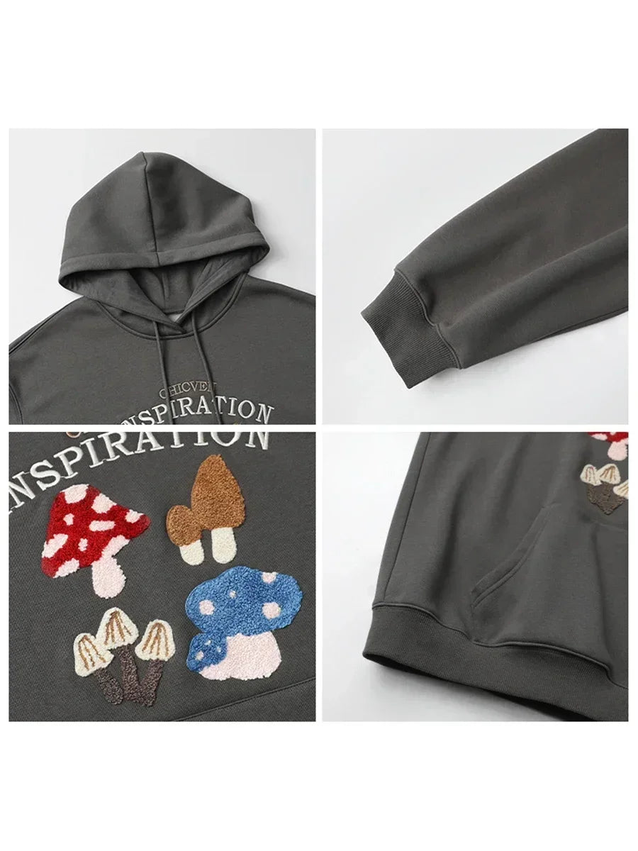 CHIC VEN Korean Women's Cartoon Embroidered Hoodie